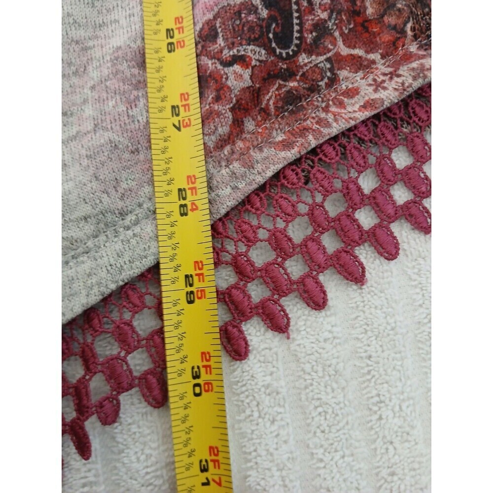 Energe World Wear Women Size Large Crimson Abstract 3/4 Sleeve Casual Top‎ - Picture 10 of 16